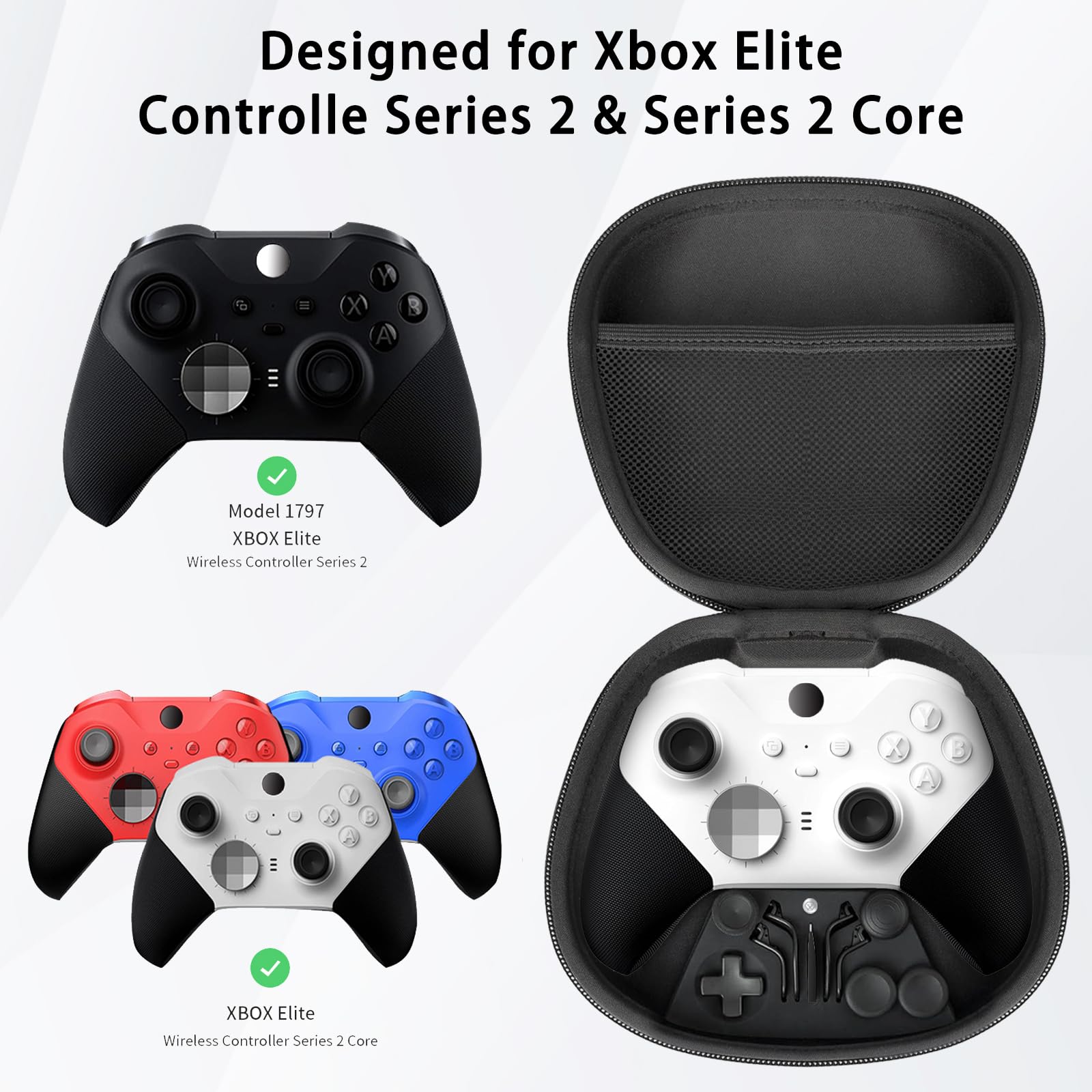 DUXICEPIN Complete Component Pack for Xbox Elite Controller Series 2 / Series 2 Core, Xbox Accessories Includes 1 Carrying Case, 1 Charging Dock, 4 Paddles, 4 Thumbsticks, 1 D-Pads & 1 Adjustment Tool