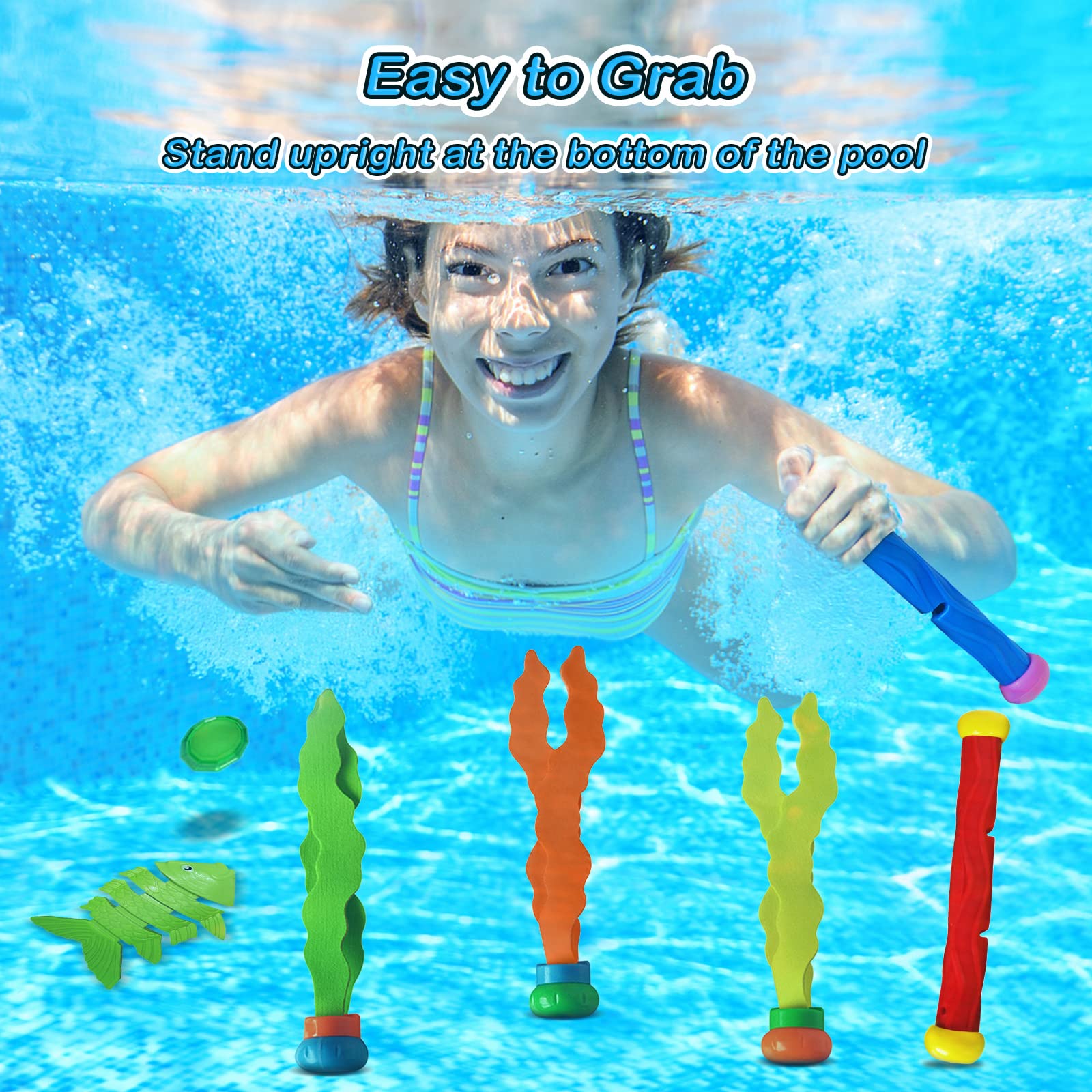 Jasonwell Pool Diving Toys Games - 31 PCS Swimming Pool Toys for Kids Teens with Diving Rings Dive Sticks Underwater Treasures Torpedo Bandits Fish Toys etc Fun Water Swim Toys for Boys Girls Adults