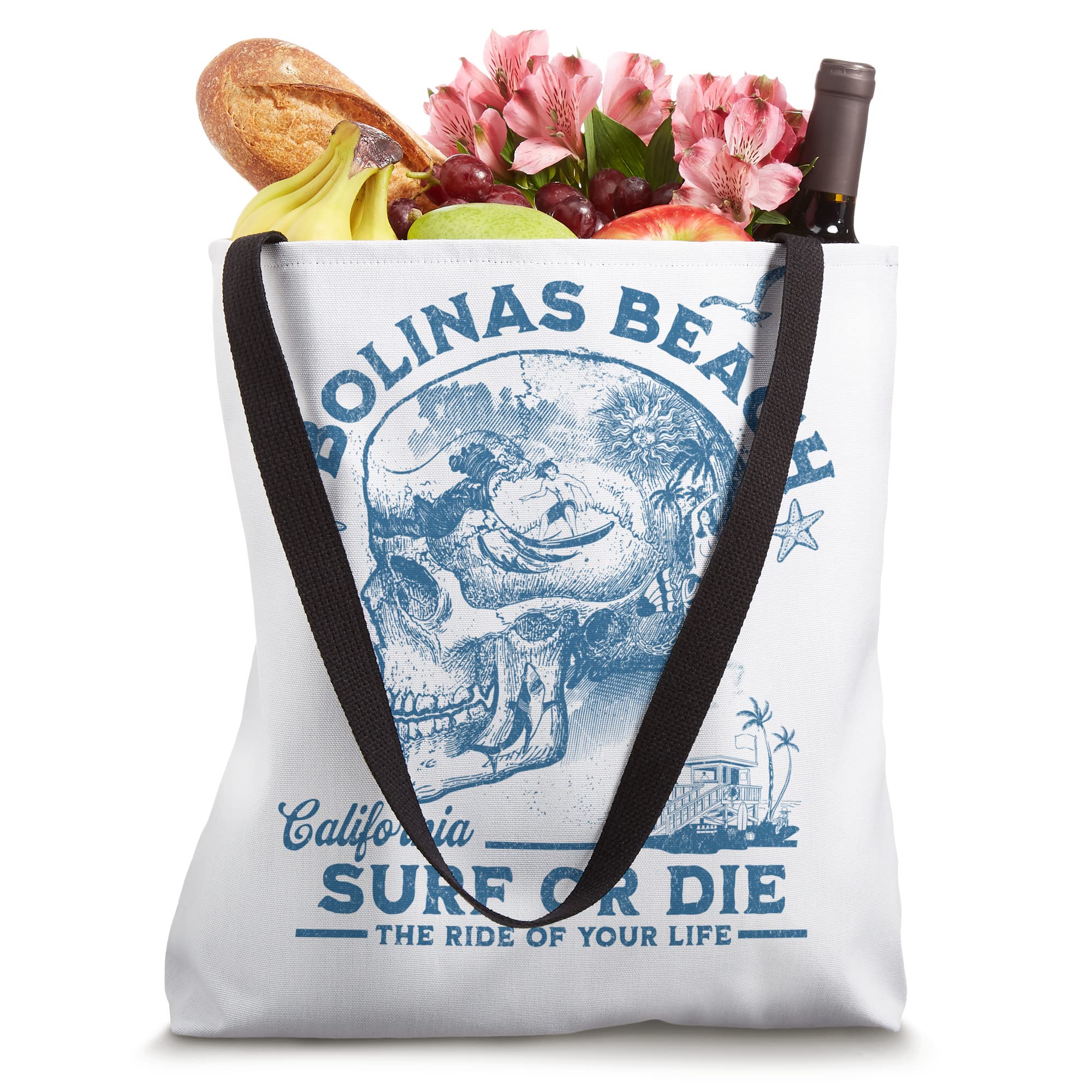 Bolinas Beach Surfing Girl Pacific Ocean Surf Board Men Boy Tote Bag