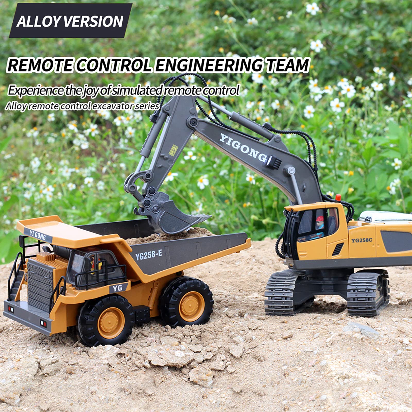 Remote Control Excavator Toy 11 Inch, 11 Channel RC Construction Vehicles Hydraulic Haulers Digger Toys Gift for 6 7 8 9 10 Years Old Kids Boys