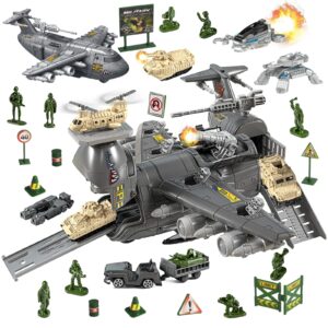 hadooqn military airplane toys for boys,army toys for boys age 4-7,military toys with 8 vehicles,army men,helicopter toys for kids boys girls birthday gifts