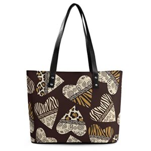 womens handbag hearts with animal skin pattern leather tote bag top handle satchel bags for lady