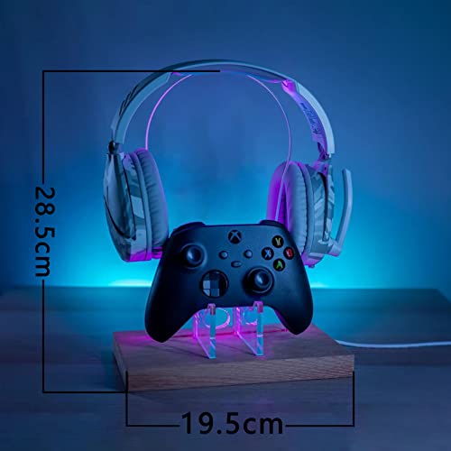 Personalised Headset Controller Holder, RGB LED Gaming Station Console Controller Holder - Hooded Gamer | Gamer Gift Idea | Custom Gamer Name Headphone Hanger