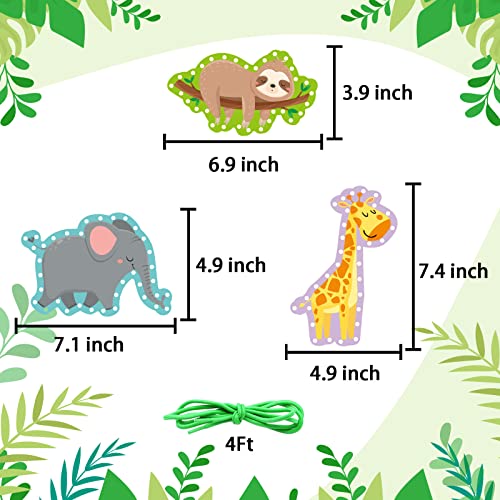 Jungle Animal Lacing Cards 12 Pack Sewing Kits for Kids Lion Wild Animal Cardboard Double Side Kids Sewing Cards Lacing Playing Games for Developing Imagination Preschool Educational Learning Activity