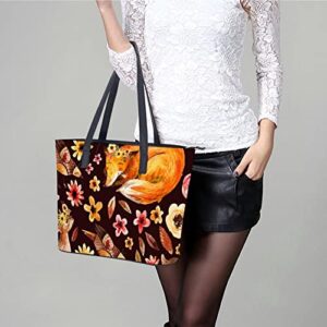 Womens Handbag Animals Fox Leather Tote Bag Top Handle Satchel Bags For Lady