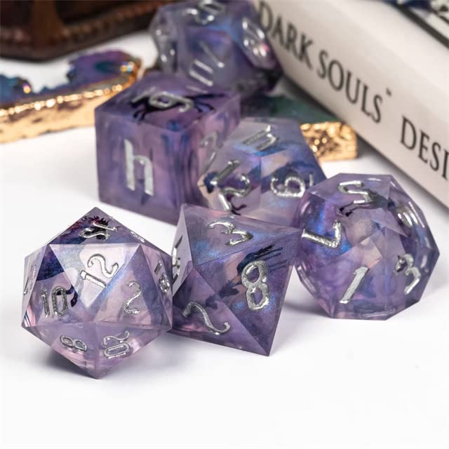 Magic Unicorn Sharp DND Dice Set with Leather Dice Box | for Dungeons and Dragons, D&D, Sharp Edge, D20 Polyhedral Resin Dice, Dungeons and Dragons Gifts, Accessories