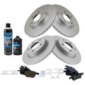 TRQ Front and Rear Brake Pad & Rotor Kit Brake Chemical Kit Brake Pads Brake Rotor Ceramic Premium G-Coated Compatible with 2006-2013 Mazda 3