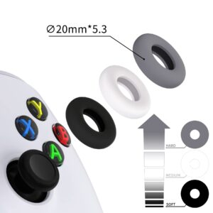 PlayVital 3 Pairs Silicone Aim Assist Target Motion Control Precision Rings for PS5, for PS4, for Xbox Series X/S, Xbox One, Xbox 360, for Switch Pro, for Steam Deck - Gray & Black & White