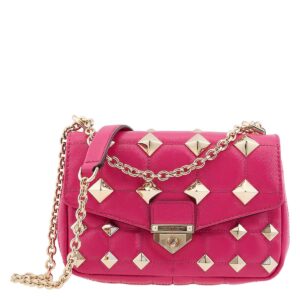 Michael Kors Ladies Wild Berry Soho Small Studded Quilted Patent Leather Shoulder Bag