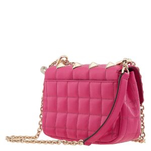 Michael Kors Ladies Wild Berry Soho Small Studded Quilted Patent Leather Shoulder Bag