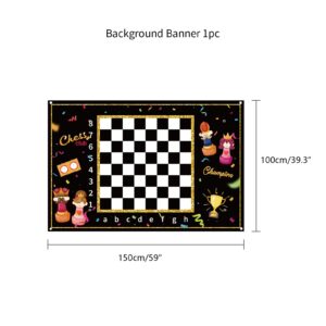 ADIANZI Chess Party Supplies Cartoon Medieval Chess Themed Party for Adults Kids Chess Birthday Party Decorations Kids Chess Party Backdrop Chess Birthday Banner