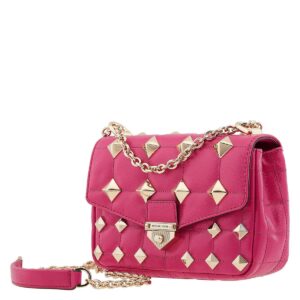 Michael Kors Ladies Wild Berry Soho Small Studded Quilted Patent Leather Shoulder Bag