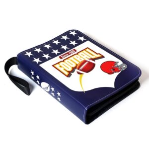 Leatherette 4 Pocket Trading Card Binder Album Holder Pages Folder Protector for American Football Trading Cards TCG - Top loading 3 Ring Zip Card Binder Album Football League Cards