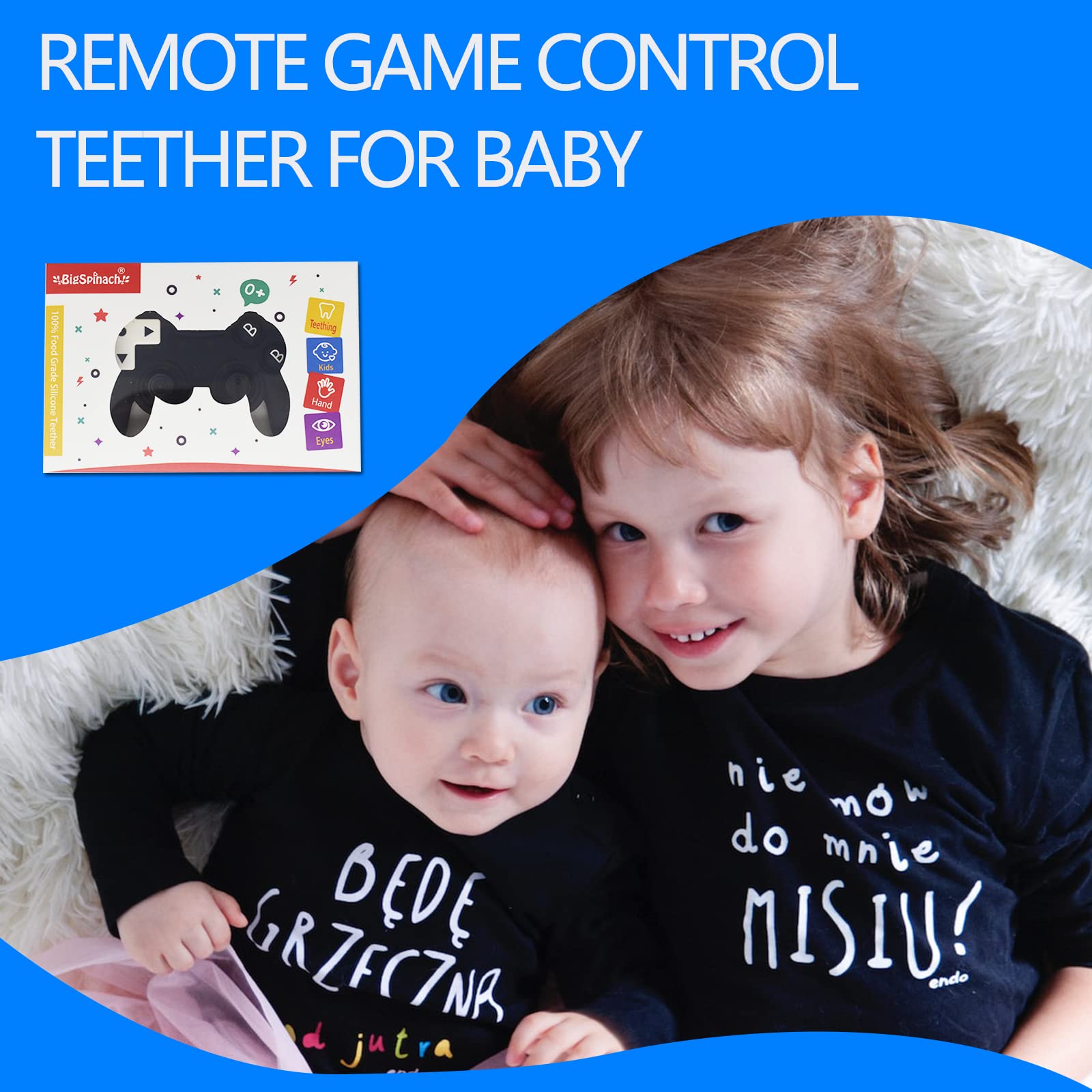 Cool Remote Game Control Teething Toy for Babies 0-6 6-12 Months,Game Controller Teether for Gamer Parents,Baby's First Valentines Day Gifts,Silicone Remote Chew Toys（Black