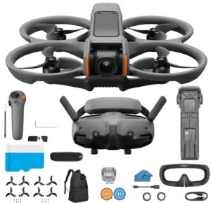 dji avata 2 fpv drone with camera built-in propeller guard, drone compliant with faa remote id with 128gb micro sd, backpack, landing pad more bundle