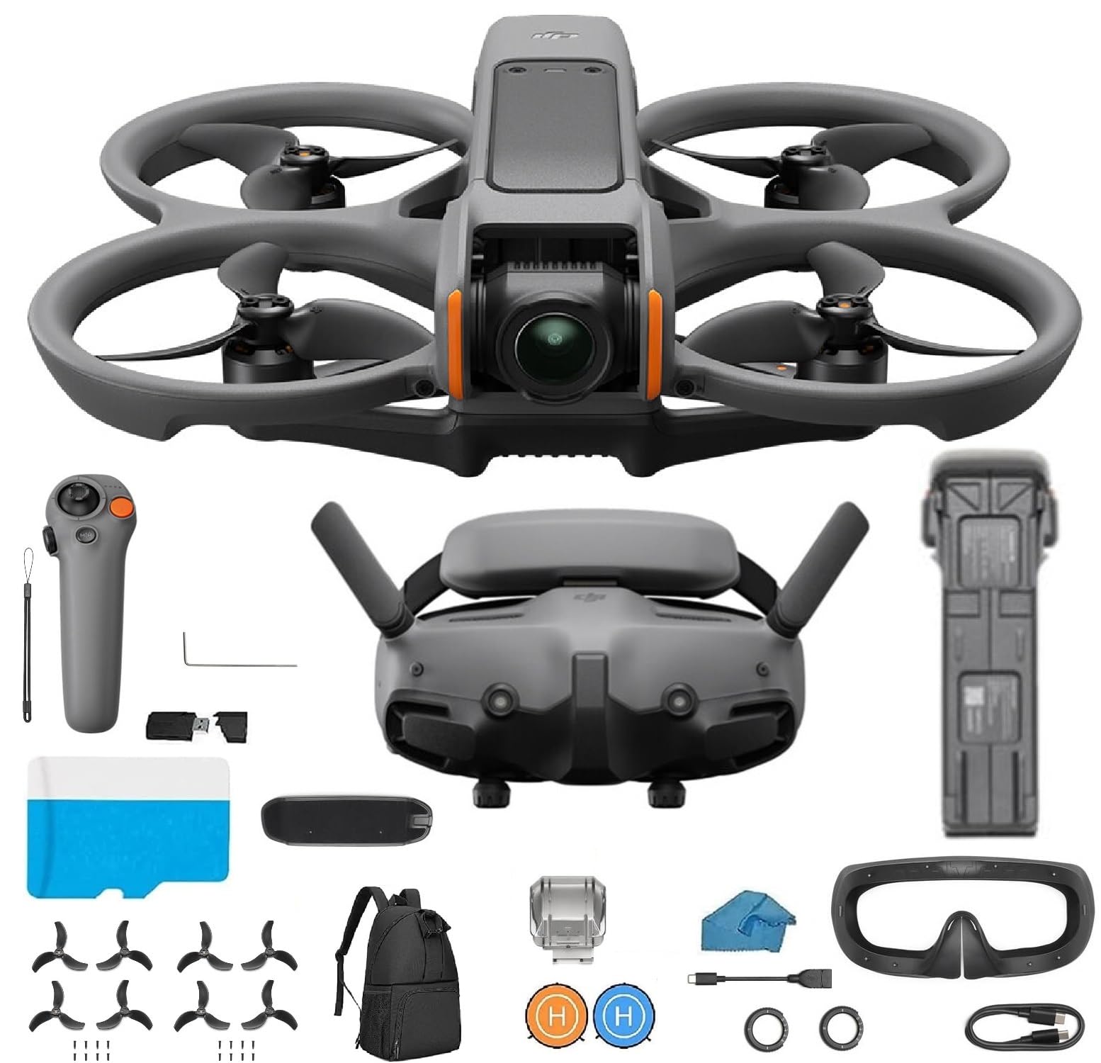 DJI Avata 2 FPV Drone with Camera Built-in Propeller Guard, Drone Compliant with FAA Remote ID With 128gb Micro SD, Backpack, Landing Pad More Bundle