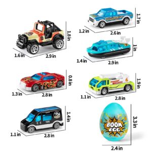 Toddler Chicken Eggs Toys,Cars Advent Calendar for Kids, Animal Stocking Stuffer Toy Cars Baskets for Kids Vehicles Set, Play Race Cars and Trucks Perfect for Toddler, Boys and Girls