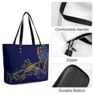 Womens Handbag Jazz Music Leather Tote Bag Top Handle Satchel Bags For Lady