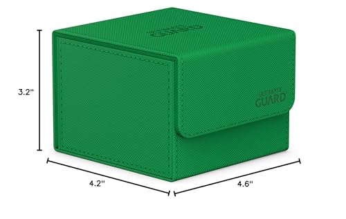 Ultimate Guard Sidewinder 133+, Deck Box for 133 Double-Sleeved TCG Cards, Green, Magnetic Closure & Microfiber Inner Lining for Secure Storage