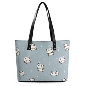 womens handbag panda patterns leather tote bag top handle satchel bags for lady