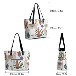 Womens Handbag Cacti And Alpaca Leather Tote Bag Top Handle Satchel Bags For Lady