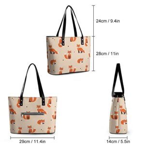 Womens Handbag Animal And Foxes Leather Tote Bag Top Handle Satchel Bags For Lady