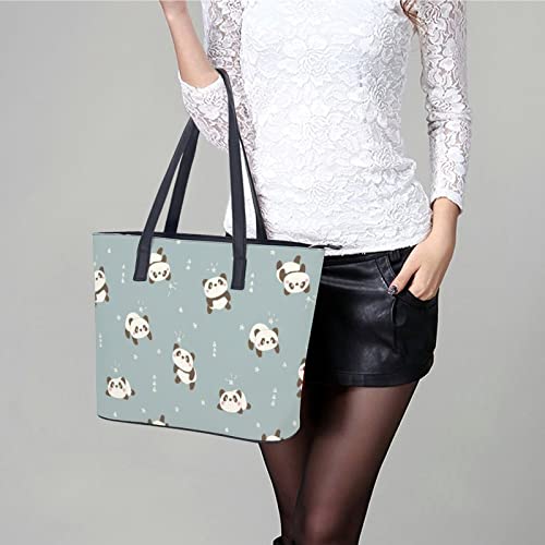 Womens Handbag Panda Patterns Leather Tote Bag Top Handle Satchel Bags For Lady