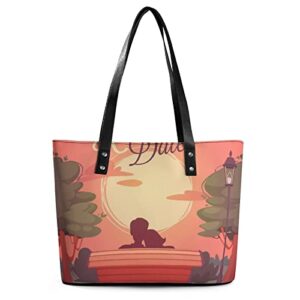 womens handbag sunset landscape leather tote bag top handle satchel bags for lady