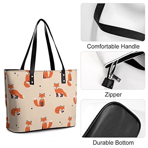 Womens Handbag Animal And Foxes Leather Tote Bag Top Handle Satchel Bags For Lady