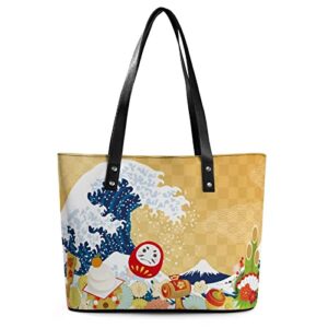 womens handbag japanese elements japan wave leather tote bag top handle satchel bags for lady