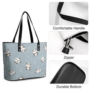 Womens Handbag Panda Patterns Leather Tote Bag Top Handle Satchel Bags For Lady