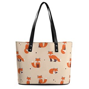 Womens Handbag Animal And Foxes Leather Tote Bag Top Handle Satchel Bags For Lady