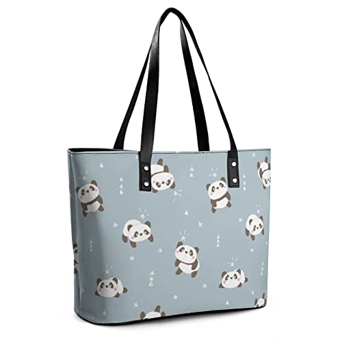 Womens Handbag Panda Patterns Leather Tote Bag Top Handle Satchel Bags For Lady