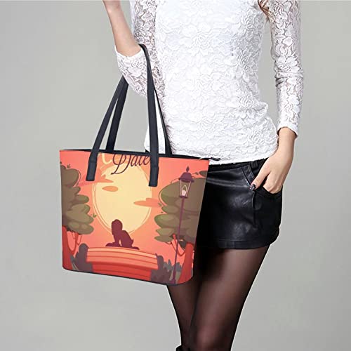 Womens Handbag Sunset Landscape Leather Tote Bag Top Handle Satchel Bags For Lady