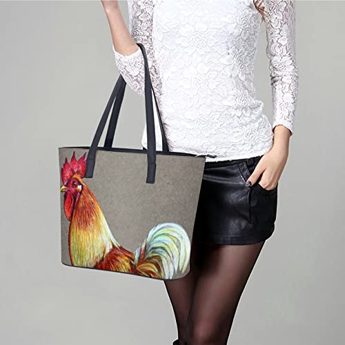 Womens Handbag Rooster Leather Tote Bag Top Handle Satchel Bags For Lady