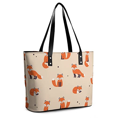 Womens Handbag Animal And Foxes Leather Tote Bag Top Handle Satchel Bags For Lady