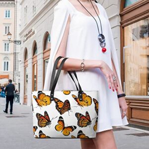 Womens Handbag Butterflies Pattern Leather Tote Bag Top Handle Satchel Bags For Lady