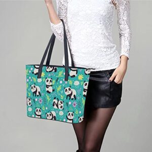 Womens Handbag Panda Patterns Leather Tote Bag Top Handle Satchel Bags For Lady