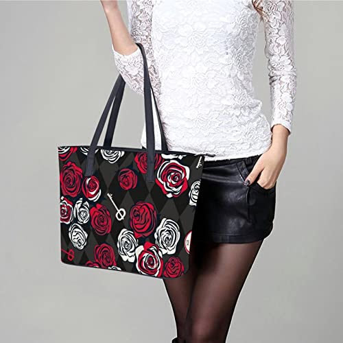 Womens Handbag Roses Flowers Leather Tote Bag Top Handle Satchel Bags For Lady