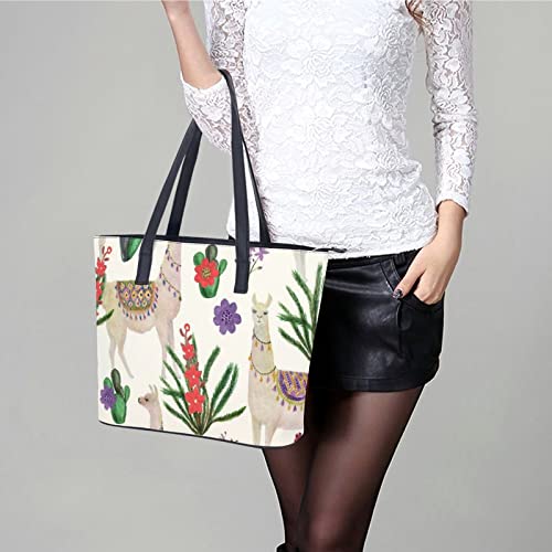 Womens Handbag Cacti And Alpaca Leather Tote Bag Top Handle Satchel Bags For Lady