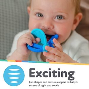 Nuby Geo Zoos Massaging Teether - Baby Teething Toy - Soft Easy Grip - 3+ Months - Elephant