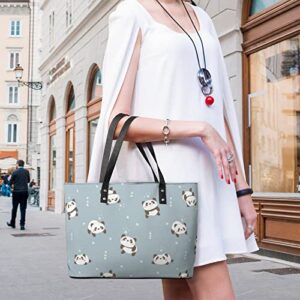 Womens Handbag Panda Patterns Leather Tote Bag Top Handle Satchel Bags For Lady