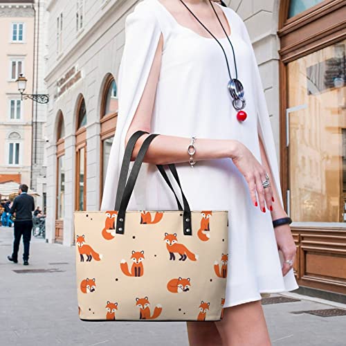 Womens Handbag Animal And Foxes Leather Tote Bag Top Handle Satchel Bags For Lady