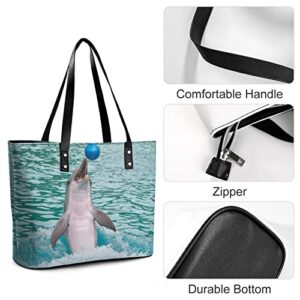 Womens Handbag Dolphin Leather Tote Bag Top Handle Satchel Bags For Lady