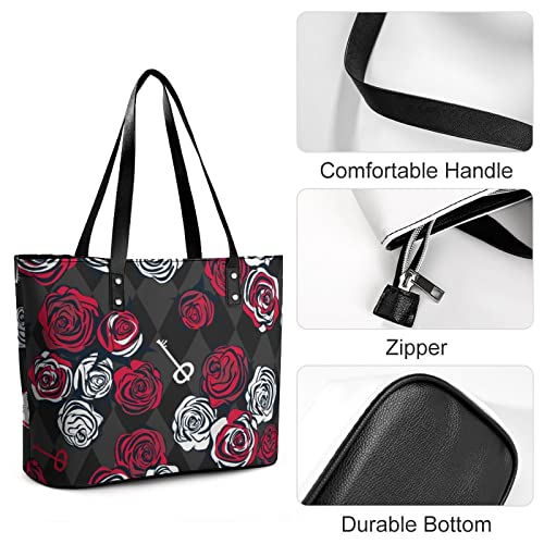 Womens Handbag Roses Flowers Leather Tote Bag Top Handle Satchel Bags For Lady