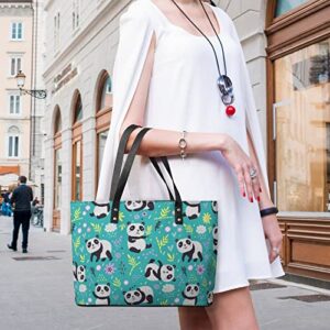 Womens Handbag Panda Patterns Leather Tote Bag Top Handle Satchel Bags For Lady