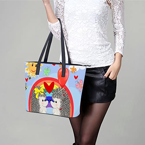 Womens Handbag Hedgehogs Leather Tote Bag Top Handle Satchel Bags For Lady