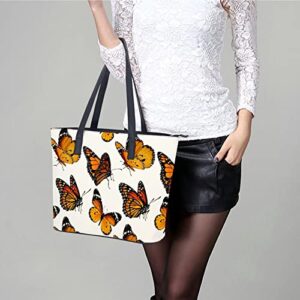 Womens Handbag Butterflies Pattern Leather Tote Bag Top Handle Satchel Bags For Lady