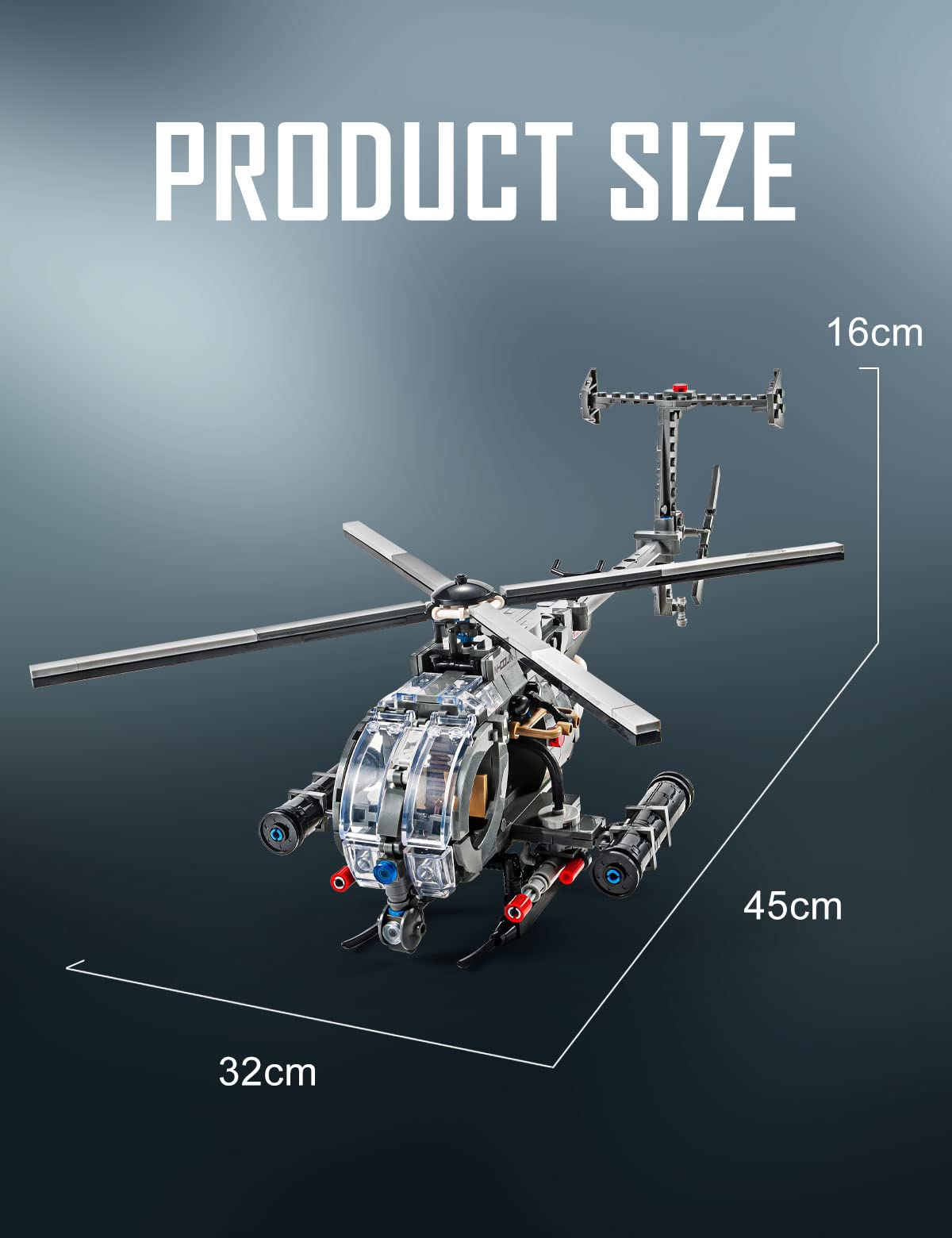 SEMKY Military Series AH-6 Helicopter Little Birds Air Force Building Block Set (523 Pieces) -Building and Military Toys Gifts for Kid and Adult