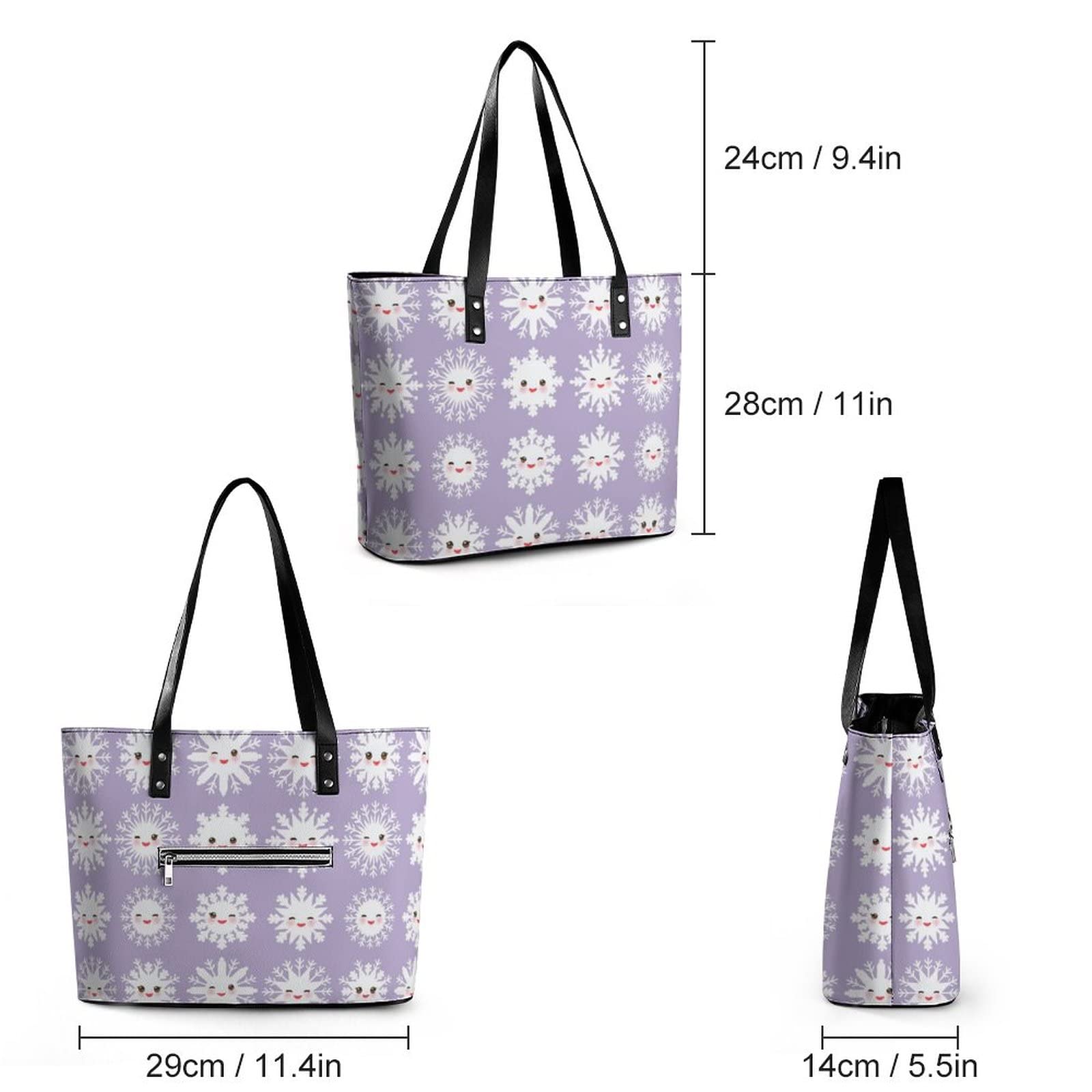 Womens Handbag Snowflake Leather Tote Bag Top Handle Satchel Bags For Lady